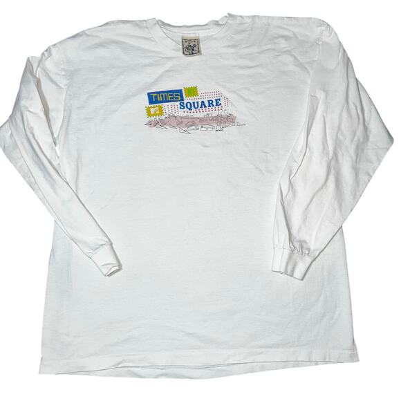 Vintage 90s New York City Time Square MTV white graphic T-shirt single stitch XL - Picture 1 of 5